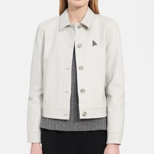 Theory Leather Button-Front Jacket
